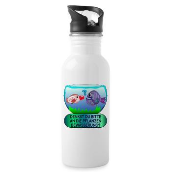 SOJASOßE FISCHFORM - AQUARIUM PFLANZEN - Trinkflasche mit integriertem Trinkhalm - Weiß - Rechts