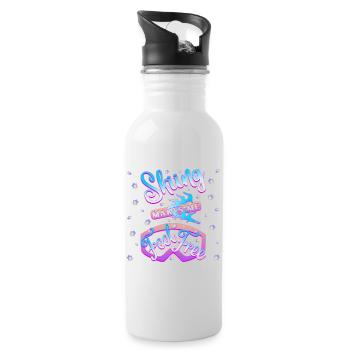 Beim Skifahren fühle ich mich frei – 1 - Trinkflasche mit integriertem Trinkhalm - Weiß - Rechts