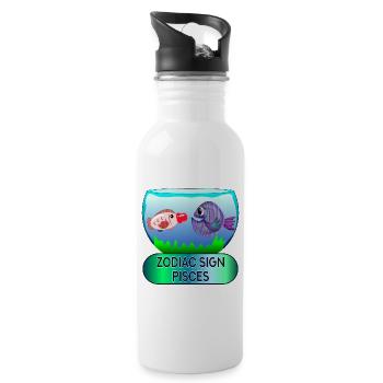 SUN SIGN PISCES - ZODIAC ASTROLOGY - Water bottle with straw - white - Right