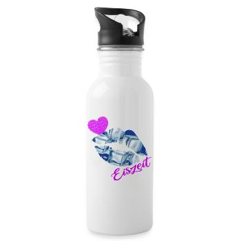 Eisbader Winterschwimmer-saison Eiszeit Kneipp - Trinkflasche mit integriertem Trinkhalm - Weiß - Rechts