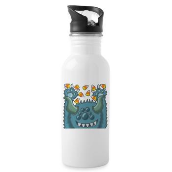 cheerful fluffy monster - Water bottle with straw - white - Right