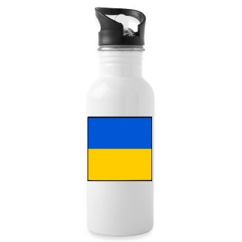 Ukraine flagge - Trinkflasche mit integriertem Trinkhalm - Weiß - Rechts