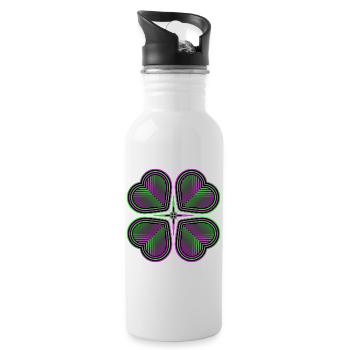Four-leaf clover of hearts - 2 - Water bottle with straw - white - Right