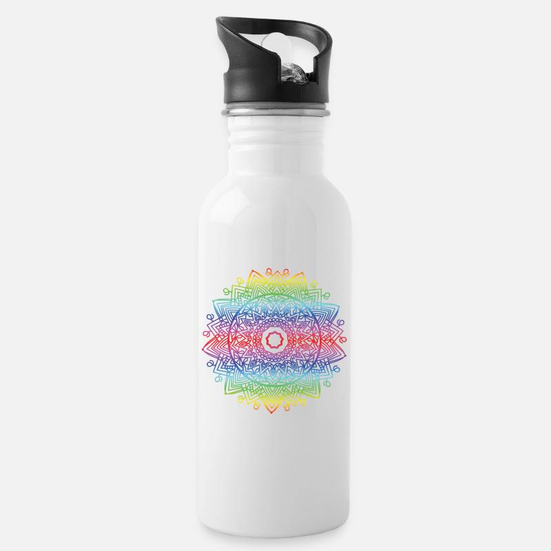 Mandala - Gourde avec paille intégrée - blanc