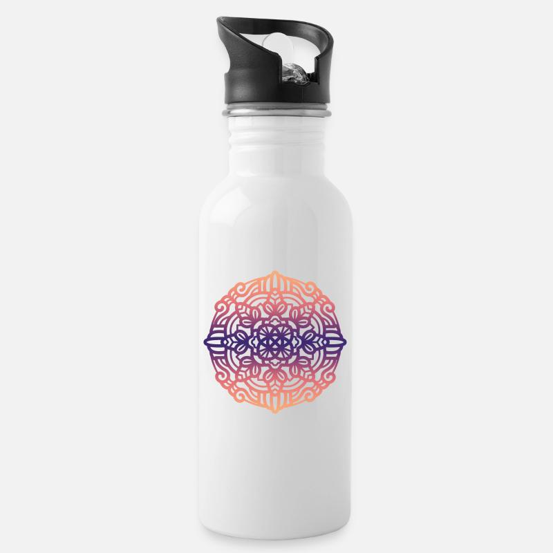 Mandala - Gourde avec paille intégrée - blanc
