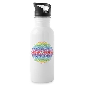 Mandala - Trinkflasche mit integriertem Trinkhalm - Weiß - Rechts