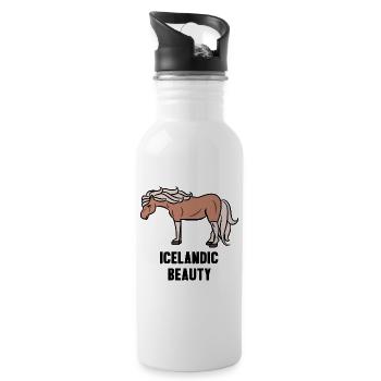 Islandpferde Statement Pferde Araber Reiten - Trinkflasche mit integriertem Trinkhalm - Weiß - Rechts