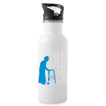 old lives matter quote - Water bottle with straw - white - Right
