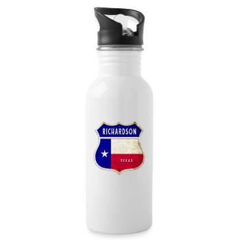 Richardson Texas Wappen Flaggen Design - Trinkflasche mit integriertem Trinkhalm - Weiß - Rechts