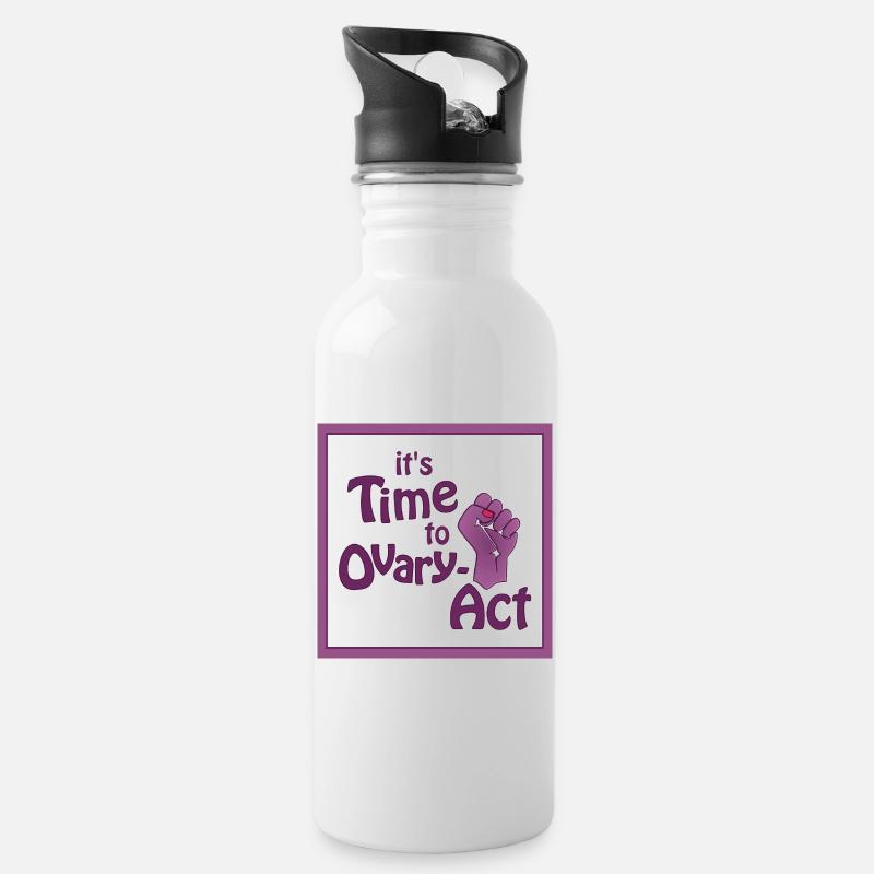 it's Time to Ovary-Act! lila - Trinkflasche mit integriertem Trinkhalm - Weiß