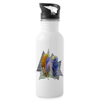 Feder - Trinkflasche mit integriertem Trinkhalm - Weiß - Rechts