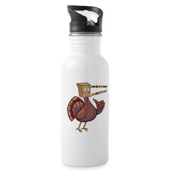 Thanksgiving Funny Turkey Fake Cat Retro Miau - Trinkflasche mit integriertem Trinkhalm - Weiß - Rechts