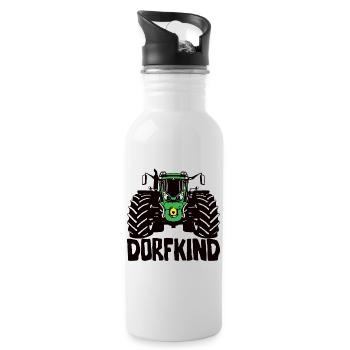 Dorfkind - Trecker, Traktor, Landwirtschaft, Agrar - Trinkflasche mit integriertem Trinkhalm - Weiß - Rechts