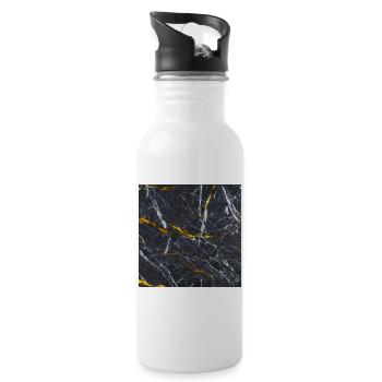 Marble Black Gold Texture - Water bottle with straw - white - Right