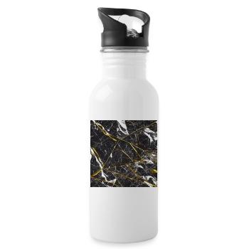 Marmor Schwarz Gold Marmorimitat - Trinkflasche mit integriertem Trinkhalm - Weiß - Rechts