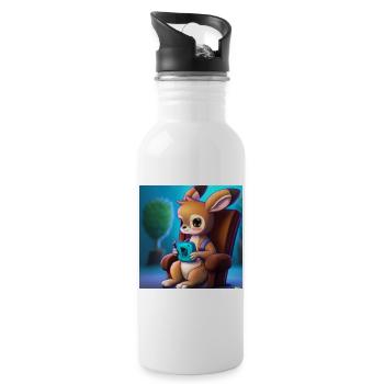Kangou spielt - Trinkflasche mit integriertem Trinkhalm - Weiß - Rechts