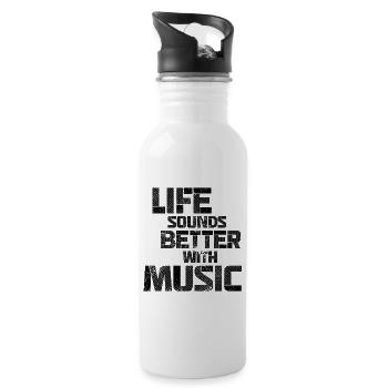 Life Sounds Better With Music - Gourde avec paille intégrée - blanc - Droite