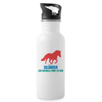 Pferde Pony Statement Islandpferde Pferdefan - Trinkflasche mit integriertem Trinkhalm - Weiß - Rechts