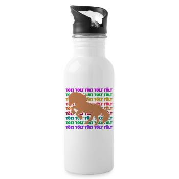 Tölt Pferde Spruch Islandpferde Pferdeliebe Ross - Trinkflasche mit integriertem Trinkhalm - Weiß - Rechts