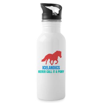 Islandpferde Pony Statement Isländer Pferdenarr - Trinkflasche mit integriertem Trinkhalm - Weiß - Rechts