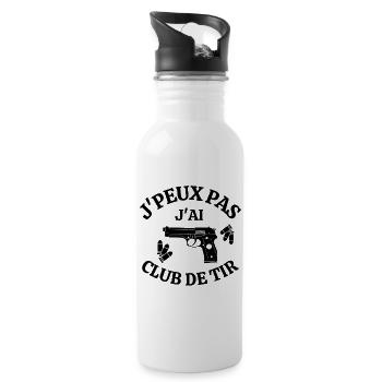 club de tir, se protéger, école de tir - Gourde avec paille intégrée - blanc - Droite