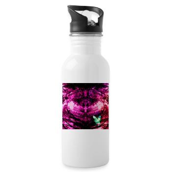 Kaleidoskopische Tie-Dye Schmetterling - Trinkflasche mit integriertem Trinkhalm - Weiß - Rechts