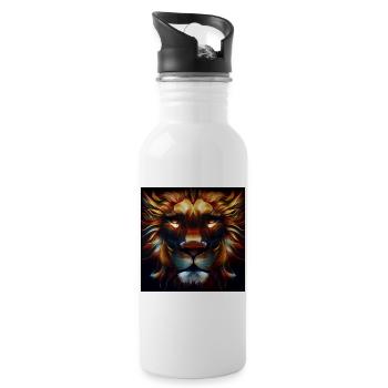 Lion - Water bottle with straw - white - Right