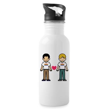 Gleichgeschlechtliche Partnerschaft Lgbt Herz - Trinkflasche mit integriertem Trinkhalm - Weiß - Rechts
