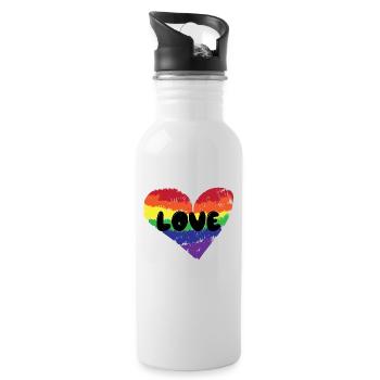 Heart Love Lgbt Relation Dire Homosexuel - Gourde avec paille intégrée - blanc - Droite