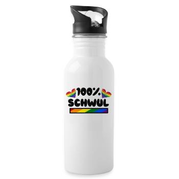 Herz Lgbt Schwul Statement Rechte Homosexueller - Trinkflasche mit integriertem Trinkhalm - Weiß - Rechts