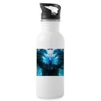 Spiegelndes Tiefblaues Wesen - Trinkflasche mit integriertem Trinkhalm - Weiß - Rechts