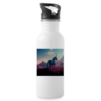 Einhorn - Trinkflasche mit integriertem Trinkhalm - Weiß - Rechts