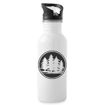 Fir Tree Forest Logo icon Graphic Symbol Nature - Water bottle with straw - white - Right