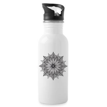 Mandala - Trinkflasche mit integriertem Trinkhalm - Weiß - Rechts