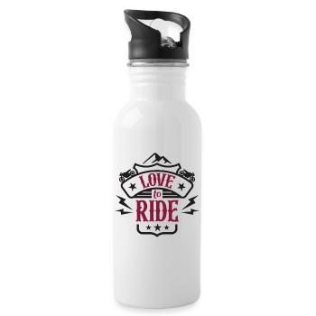 Liebe zu reiten - Trinkflasche mit integriertem Trinkhalm - Weiß - Rechts