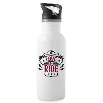 Liebe zum Reiten - Trinkflasche mit integriertem Trinkhalm - Weiß - Rechts