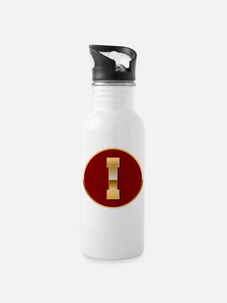 Buchstabe I - Trinkflasche mit integriertem Trinkhalm - Weiß