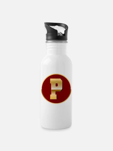 Buchstabe P - Trinkflasche mit integriertem Trinkhalm - Weiß