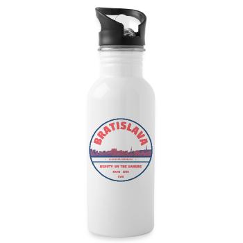 Bratislava Skyline Danube - Trinkflasche mit integriertem Trinkhalm - Weiß - Rechts