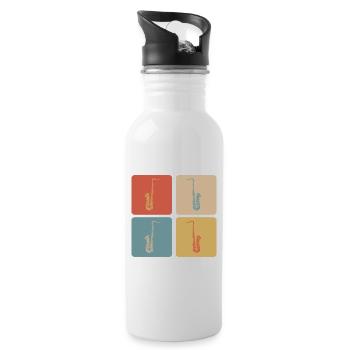Saxophone design - Water bottle with straw - white - Right