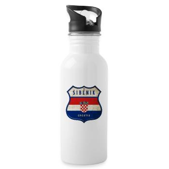 Šibenik Kroatien Flaggen Wappen Design - Trinkflasche mit integriertem Trinkhalm - Weiß - Rechts