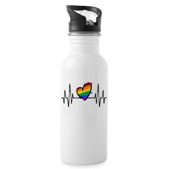 Heart Love Rainbow Lgbt Sexuality Relationship - Water bottle with straw - white - Right