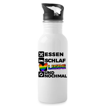 Liebe Herz Lgbt Statement Rechte Homosexueller - Trinkflasche mit integriertem Trinkhalm - Weiß - Rechts