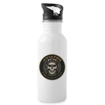 Aviator skull - Water bottle with straw - white - Right