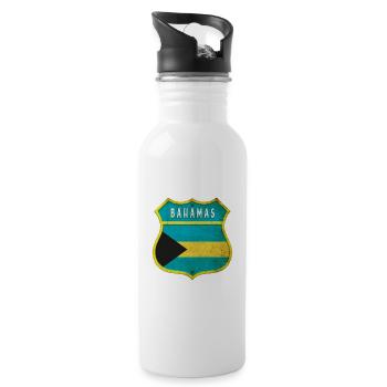 Bahamas coat of arms flag design - Water bottle with straw - white - Right