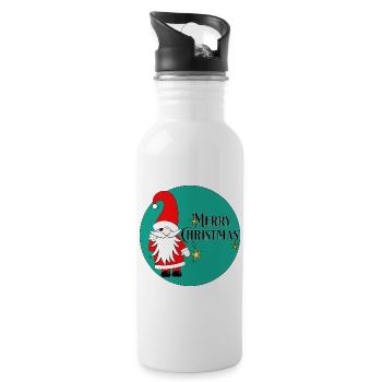 Merry Christmas - Trinkflasche mit integriertem Trinkhalm - Weiß - Rechts