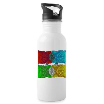 Colourful Cats (Pop Art) designed by HeiArts - Water bottle with straw - white - Right