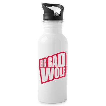 big bad wolf quote - Water bottle with straw - white - Right