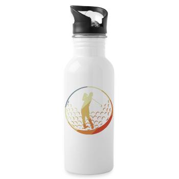 Golfspieler - Trinkflasche mit integriertem Trinkhalm - Weiß - Rechts