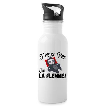 j peux pas j ai la flemme - Gourde avec paille intégrée - blanc - Droite
